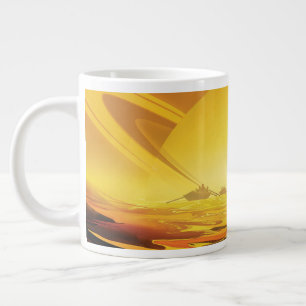 Retro Space Poster-Saturn's Largest Moon, Titan. Giant Coffee Mug
