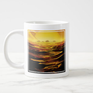 Retro Space Poster-Saturn's Largest Moon, Titan. Giant Coffee Mug