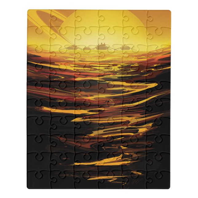 Retro Space Poster-Saturn's Largest Moon, Titan. Jigsaw Puzzle (Puzzle Vertical)