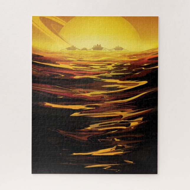 Retro Space Poster-Saturn's Largest Moon, Titan. Jigsaw Puzzle (Vertical)