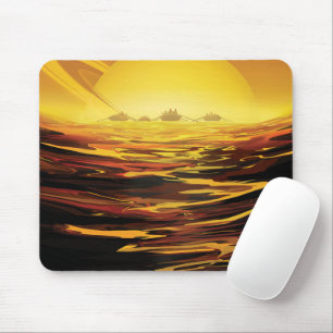 Retro Space Poster-Saturn's Largest Moon, Titan. Mouse Pad