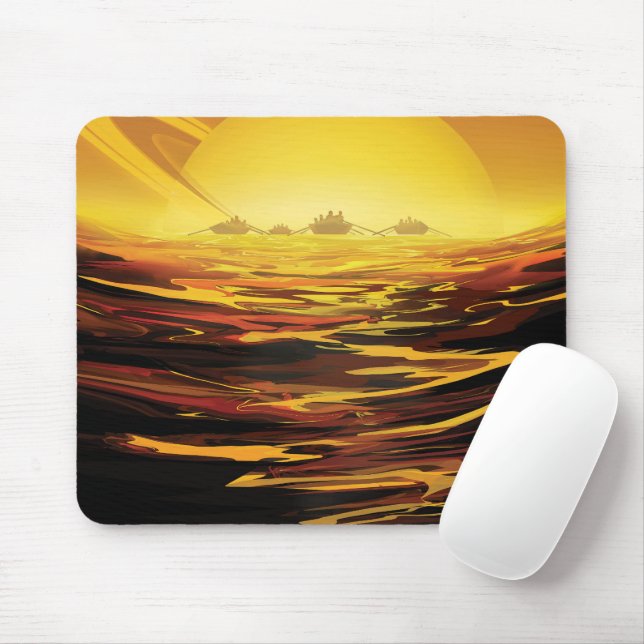 Retro Space Poster-Saturn's Largest Moon, Titan. Mouse Pad (With Mouse)