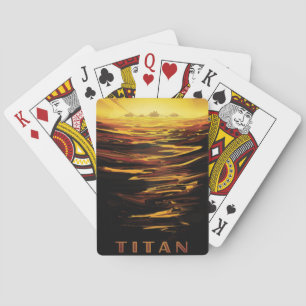 Retro Space Poster-Saturn's Largest Moon, Titan. Poker Cards