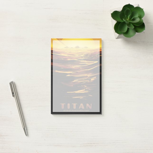 Retro Space Poster-Saturn's Largest Moon, Titan. Post-it Notes (Office)