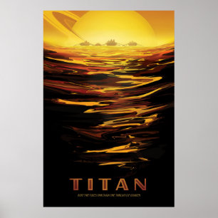 Retro Space Poster-Saturn's Largest Moon, Titan. Poster