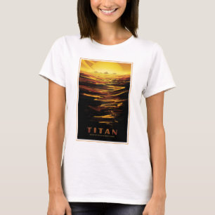 Retro Space Poster-Saturn's Largest Moon, Titan. T-Shirt
