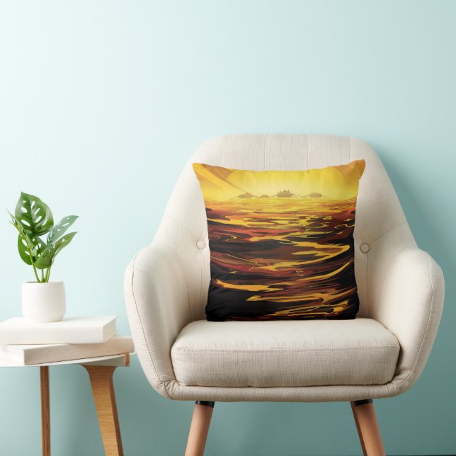 Retro Space Poster-Saturn's Largest Moon, Titan. Throw Pillow (Chair)
