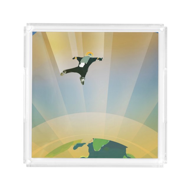 Retro Space Poster-The Gravity Of A Super Earth Acrylic Tray (Front)