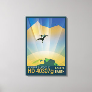 Retro Space Poster-The Gravity Of A Super Earth Canvas Print