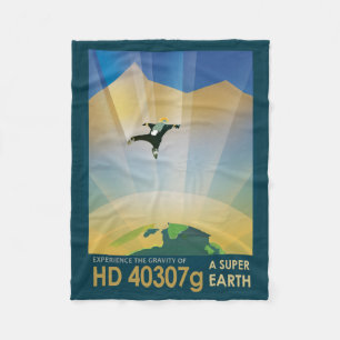 Retro Space Poster-The Gravity Of A Super Earth Fleece Blanket