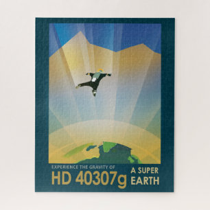Retro Space Poster-The Gravity Of A Super Earth Jigsaw Puzzle