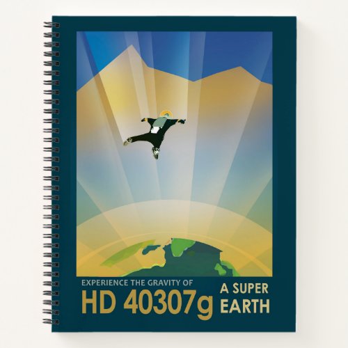 Retro Space Poster_The Gravity Of A Super Earth Notebook