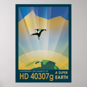 Retro Space Poster-The Gravity Of A Super Earth Poster