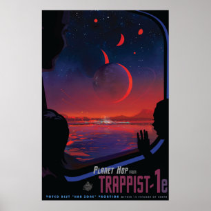 Retro Space Poster - Viewers Observe Trappist-1e.