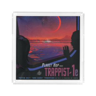 Retro Space Poster - Viewers Observe Trappist-1e. Acrylic Tray