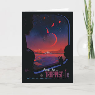 Retro Space Poster - Viewers Observe Trappist-1e. Card