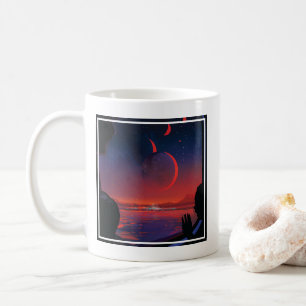 Retro Space Poster - Viewers Observe Trappist-1e. Coffee Mug