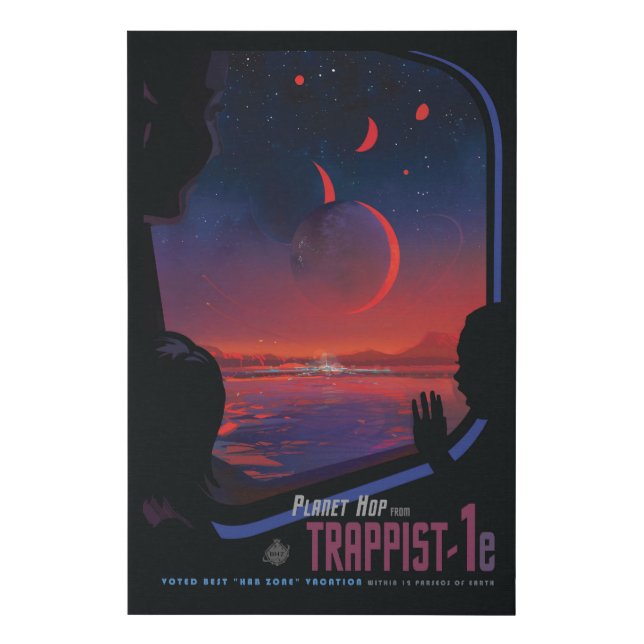 Retro Space Poster - Viewers Observe Trappist-1e. Faux Canvas Print (Front)