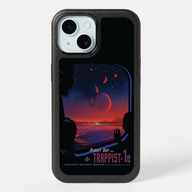 Retro Space Poster - Viewers Observe Trappist-1e. iPhone 15 Case (Back)