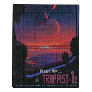Retro Space Poster - Viewers Observe Trappist-1e. Jigsaw Puzzle