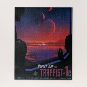 Retro Space Poster - Viewers Observe Trappist-1e. Jigsaw Puzzle