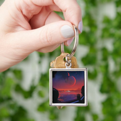 Retro Space Poster _ Viewers Observe Trappist_1e Keychain