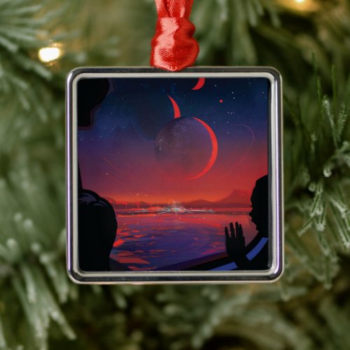Retro Space Poster _ Viewers Observe Trappist_1e Metal Ornament