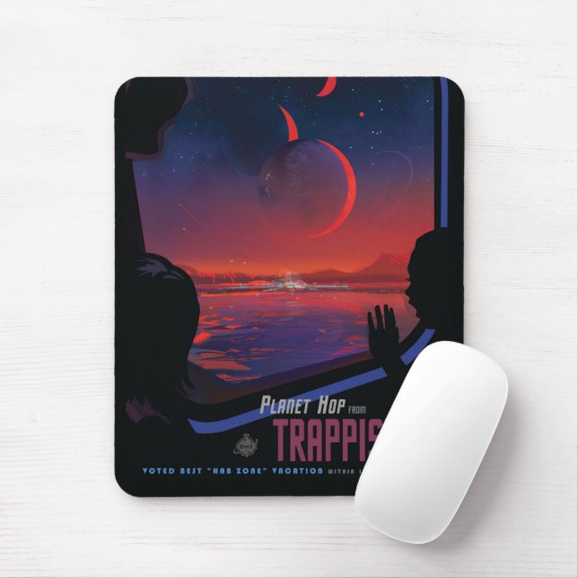 Retro Space Poster - Viewers Observe Trappist-1e. Mouse Pad (With Mouse)