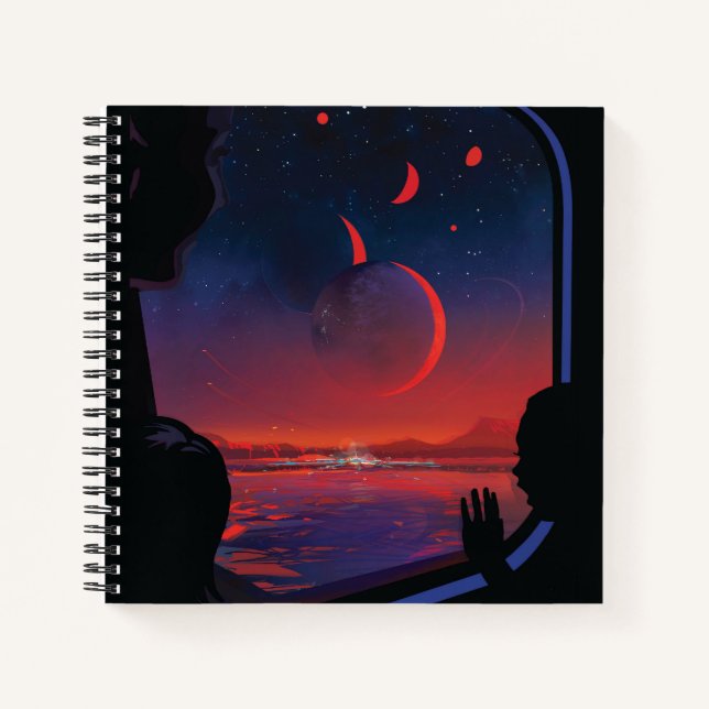 Retro Space Poster - Viewers Observe Trappist-1e. Notebook (Front)