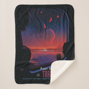Retro Space Poster - Viewers Observe Trappist-1e. Sherpa Blanket