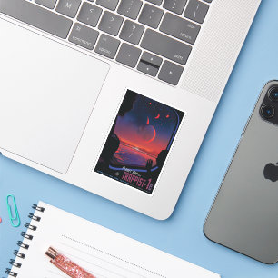 Retro Space Poster - Viewers Observe Trappist-1e. Sticker