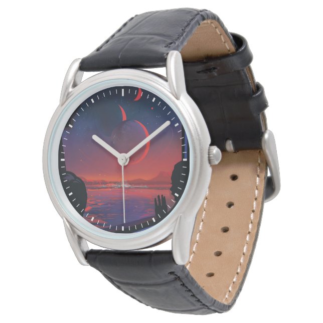 Retro Space Poster - Viewers Observe Trappist-1e. Watch (Angled)