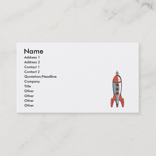 Customizable retro space rocket business cards