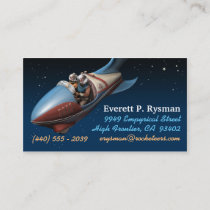 Retro Space Rocket Business Cards