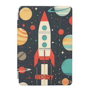 Retro Space Rocket Illustration iPad Mini Cover