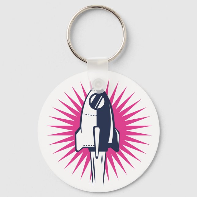 Retro Space Rocket Keychain (Front)
