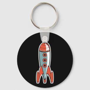retro space rocket keychain