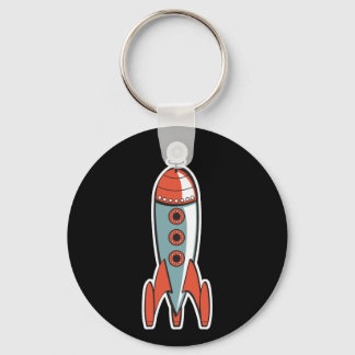 retro space rocket keychain