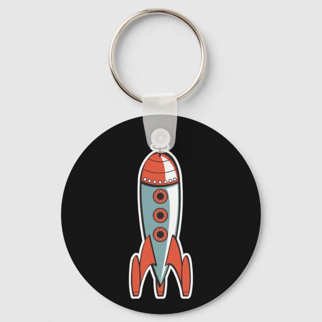 retro space rocket keychain (Front)