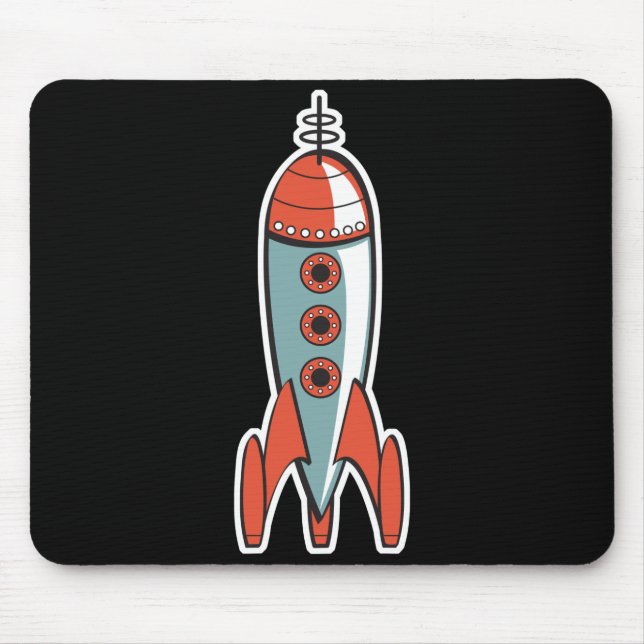 retro space rocket mouse pad (Front)