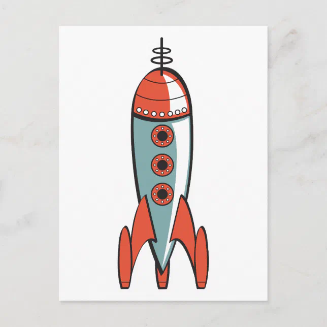 retro space rocket postcard | Zazzle