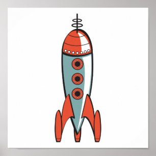 retro space rocket poster