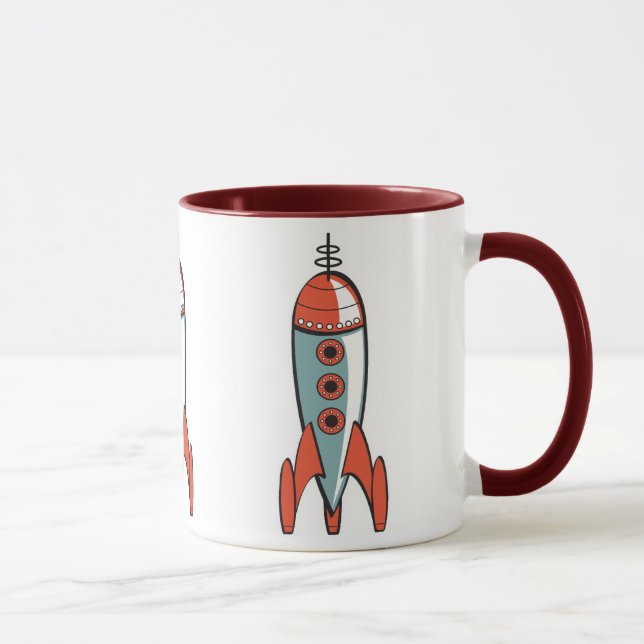 retro space rocket, retro space rocket, retro s... mug (Right)
