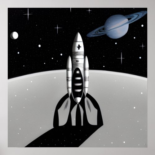 Retro Space Rocket  Saturn Poster