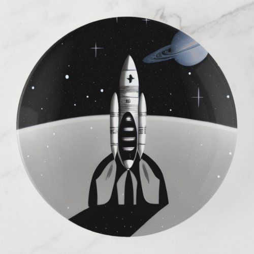 Retro Space Rocket  Saturn Trinket Tray