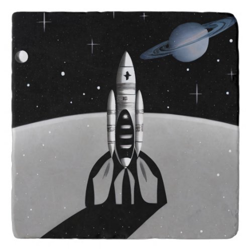 Retro Space Rocket  Saturn Trivet