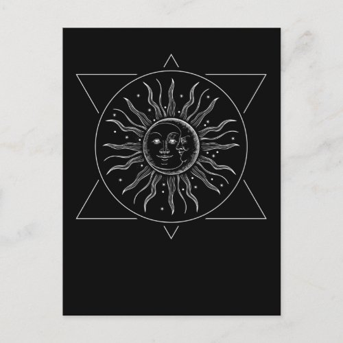 Retro Space Stars Sun Moon Constellation Postcard