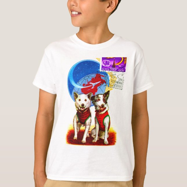 RETRO SPACE TRAVEL DOG ASTRONAUTS T-Shirt (Front)
