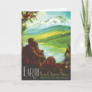 Retro Space Travel Poster-An Earth Science Mission Card