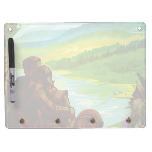 Retro Space Travel Poster-An Earth Science Mission Dry Erase Board With Keychain Holder